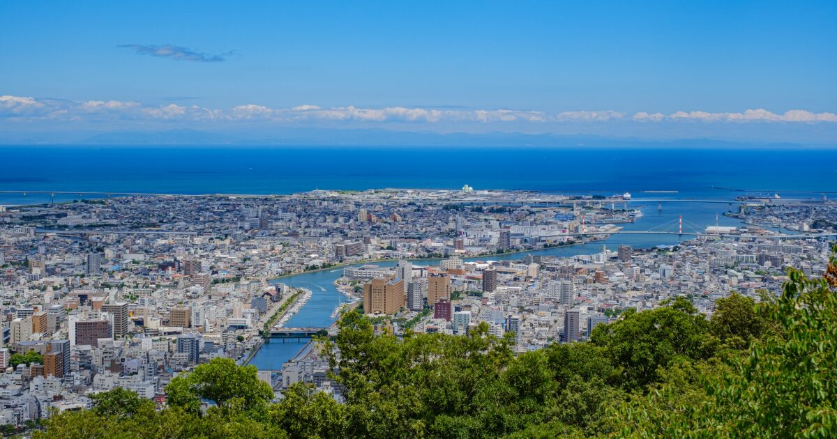 徳島市街と吉野川と海を望む高台からの絶景